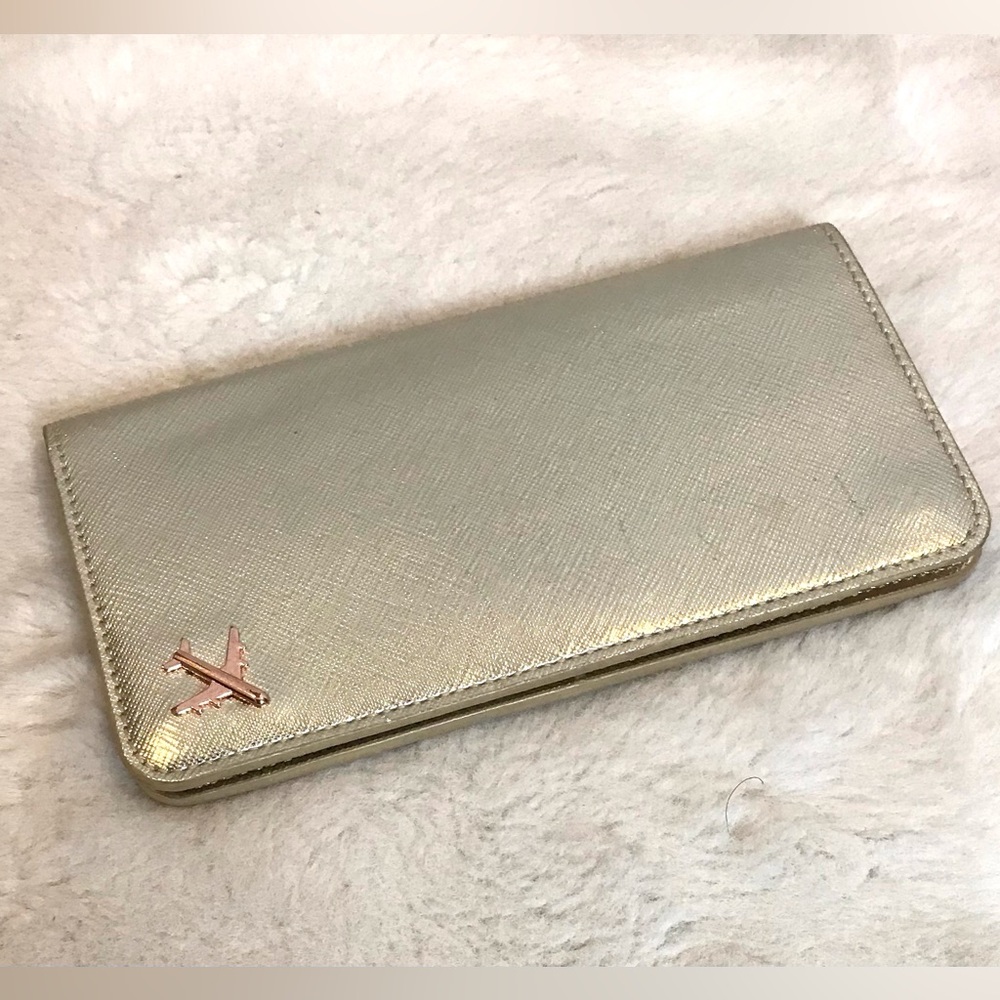 Anthropologie Gold Passport Document Card Holder